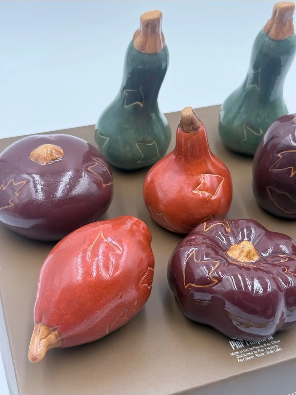 Pier 1 Set Of 8 Pumpkins Gourds Fall Harvest Halloween Decor NIB